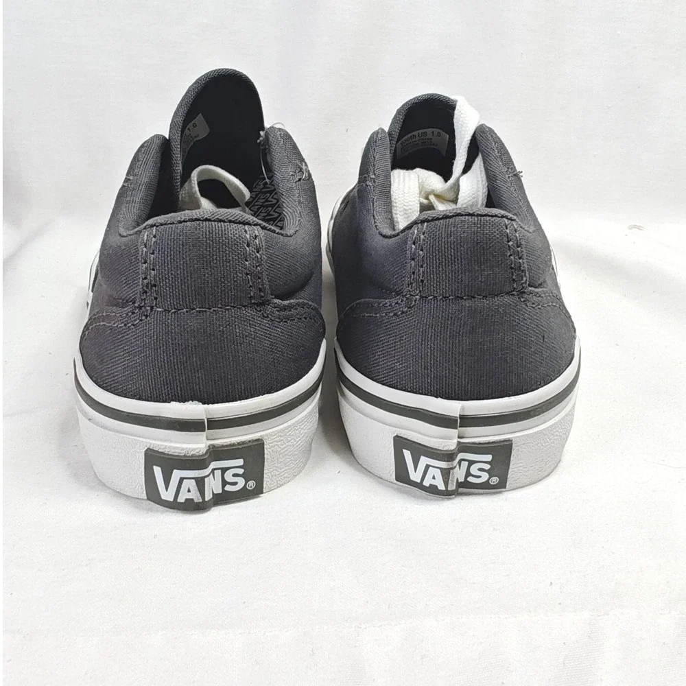 Vans Kress Sneakers Grey White Canvas Lace Up Youth Size 1 New Unisex